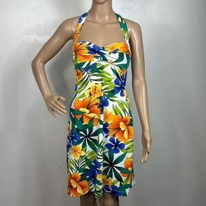 off white floral tiered halter maxi dress Blown Away Floral Crepe Tiered Halter Maxi Dress Off White & Sand / L main image 1
